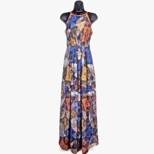 Anthropologie XS Dress Ranna Gill Condesa 
Printed Maxi Fully lined halter neck